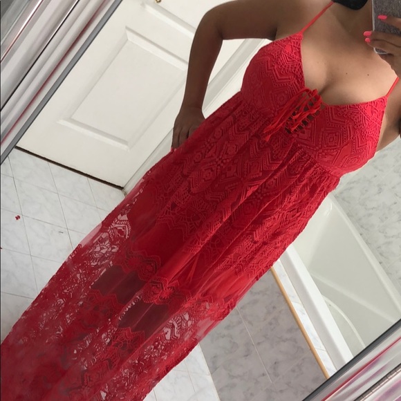 GIRLY & FLIRTY RED LACE DRESS - Picture 7 of 8